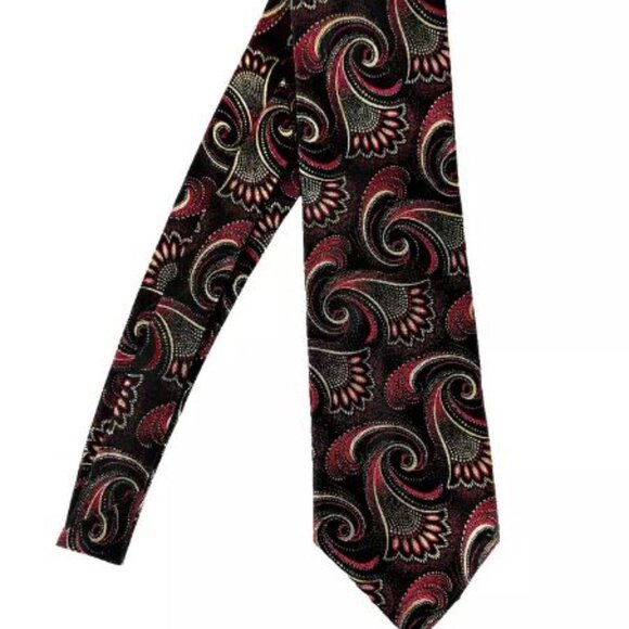 $3999 New Rare Brioni Tie Paisley Black maroon red Handmade Italy 24K Gold Silk - Picture 15 of 16
